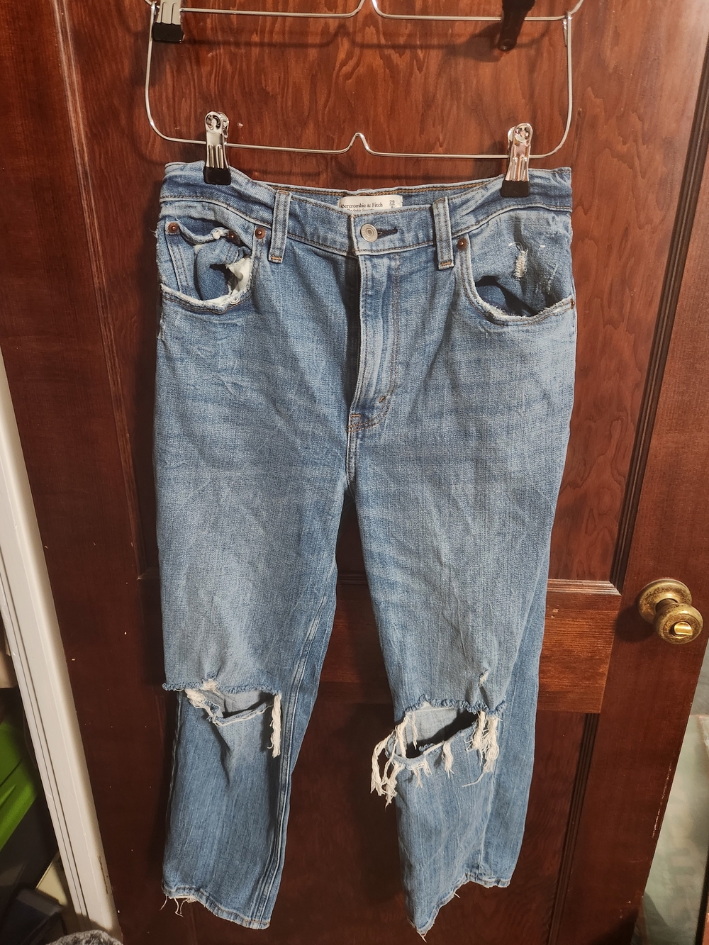 Abercrombie & Fitch Light Blue High-Rise Distressed Jeans